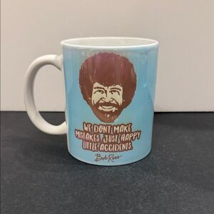 Aquarius Bob Ross Happy Little Accident Blue and White Ceramic Mug